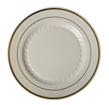509-BO/R40090GLD Ivory 9&quot;  Plates With Gold Trim - 