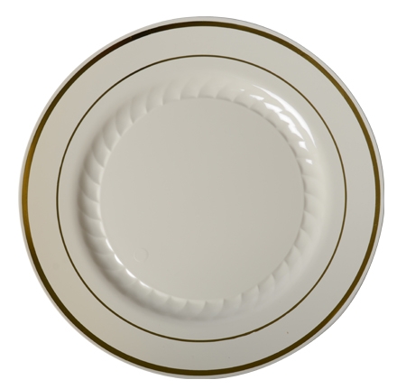 510-BO Ivory 10&quot; Plates with Gold Trim - 120 (10/12)