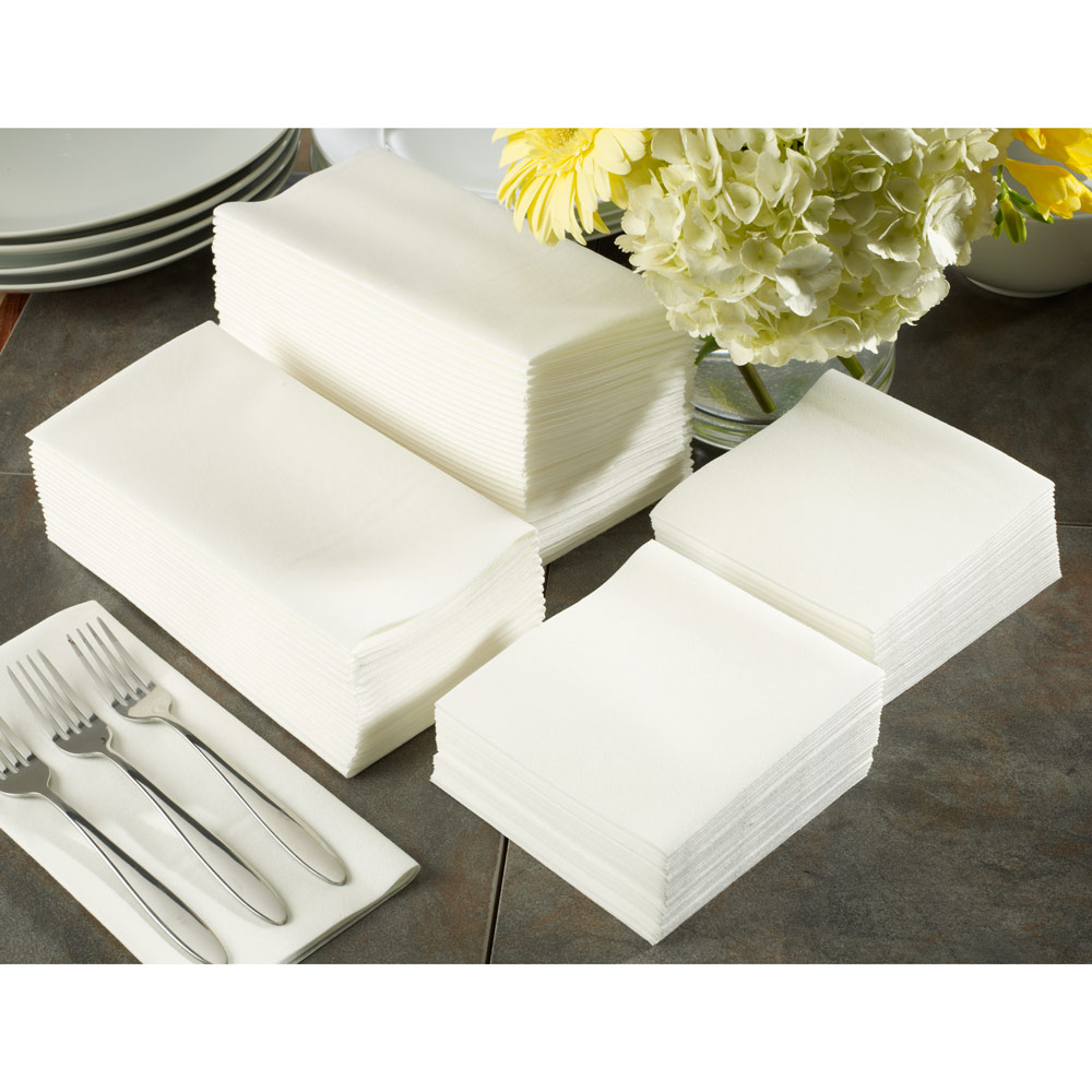 515-001 16.5x17 White 1/8 Fold Nu-Linen Dinner Napkin -