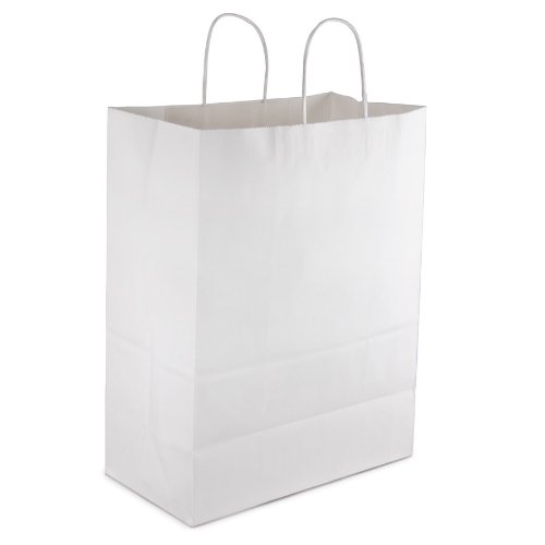 84642 White 65# 13&quot; x 7&quot; x 17&quot; Handle Shopping Bags - 250